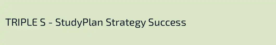 TRIPLE S - StudyPlan Strategy Success